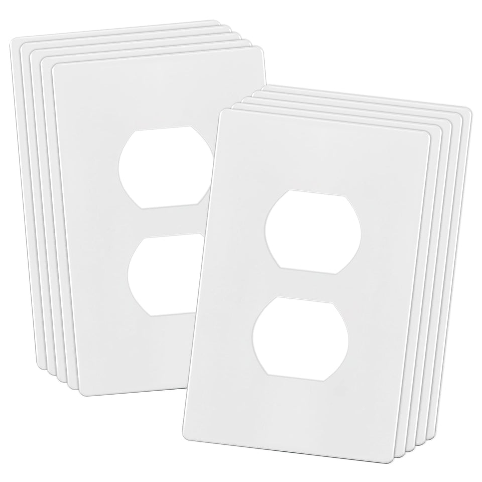 Enerlites screwless wall plate in white with glossy finish for a clean, child-safe installation.