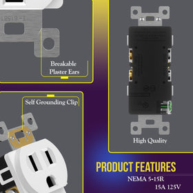 ENERLITES self-grounding-2-pole-3-wire outlet supports safer wiring in renovations.