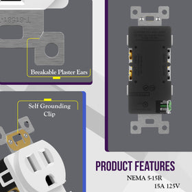 Enerlites tamper-resistant receptacle close-up showing safety design