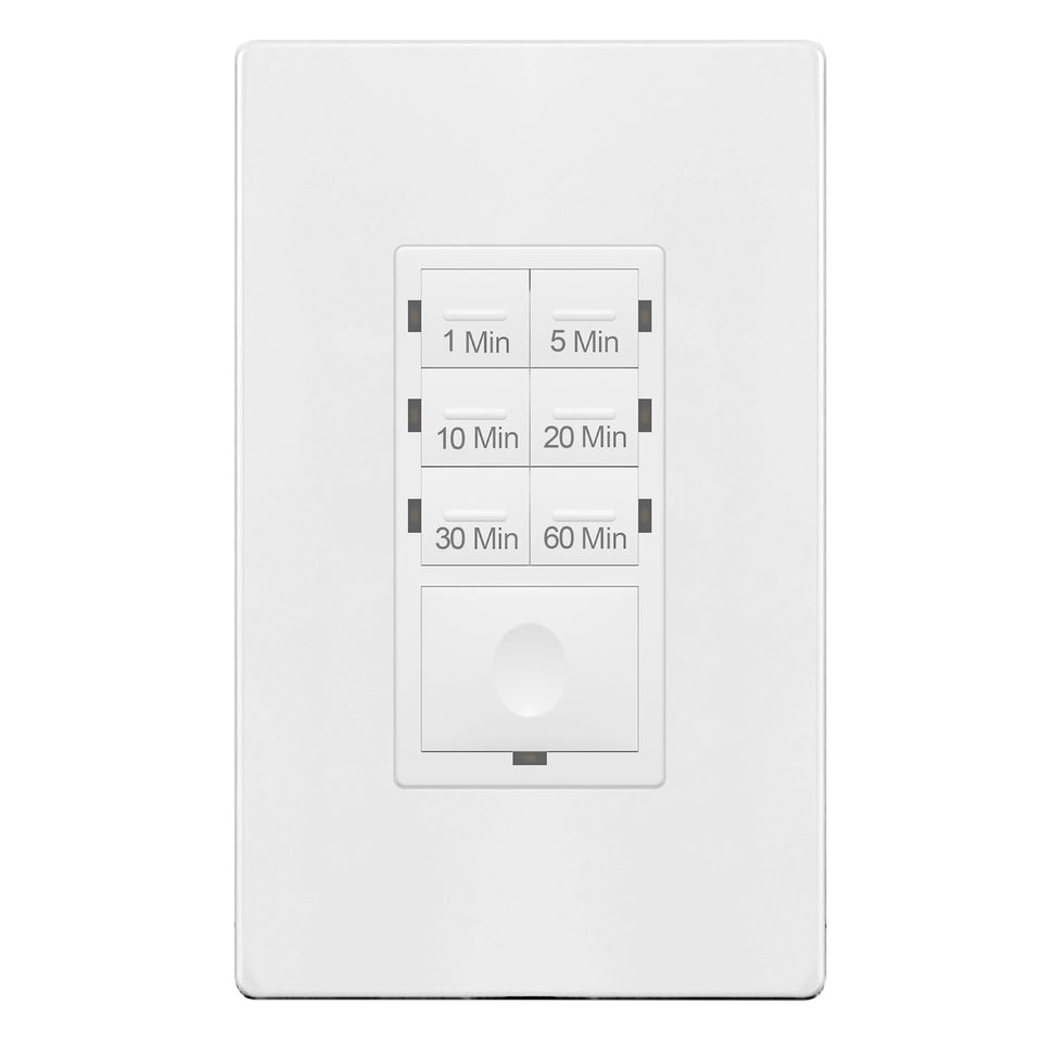 ENERLITES timer switch front view showing compact, sleek design for easy installation