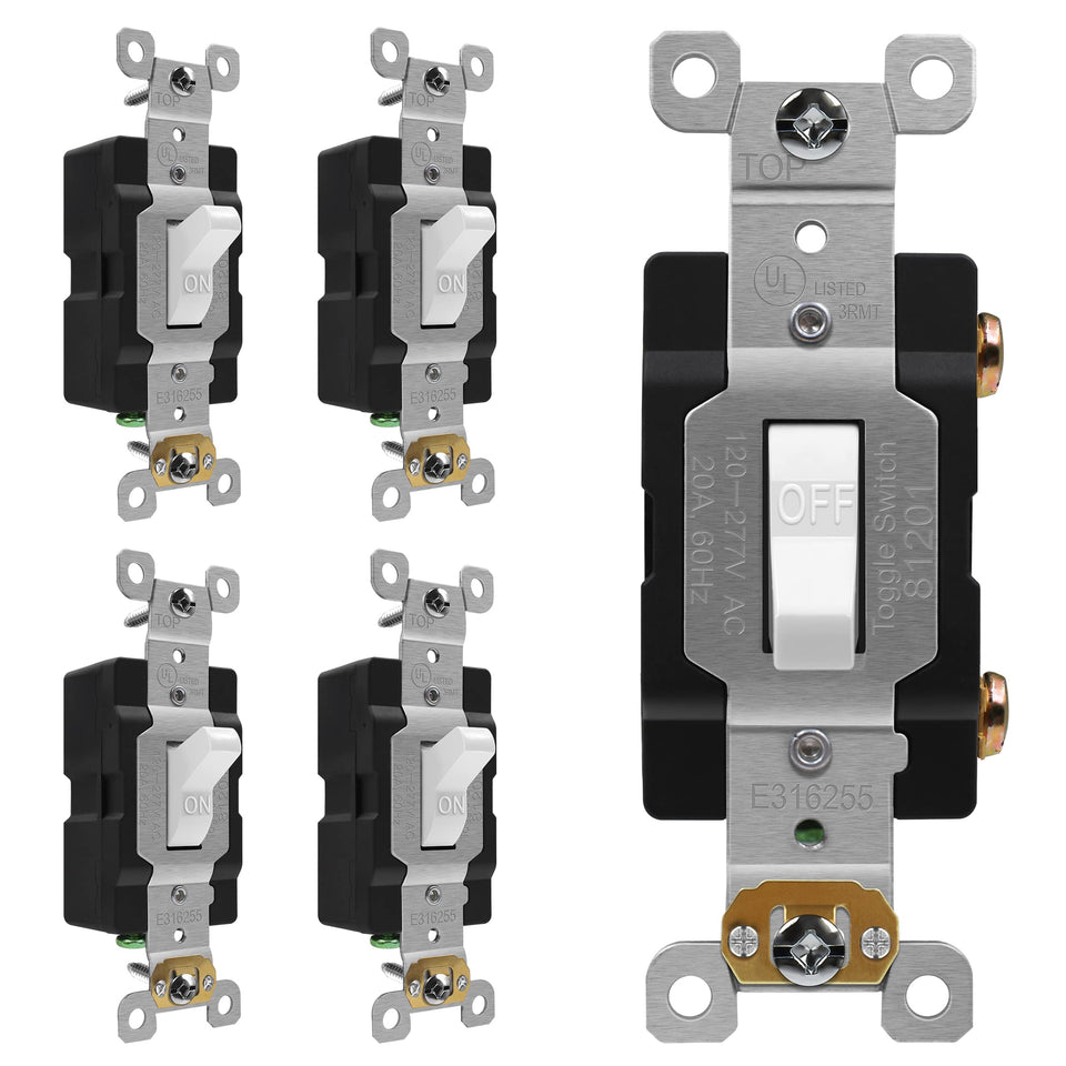EnerLites toggle switch front view for easy installation and quick identification.
