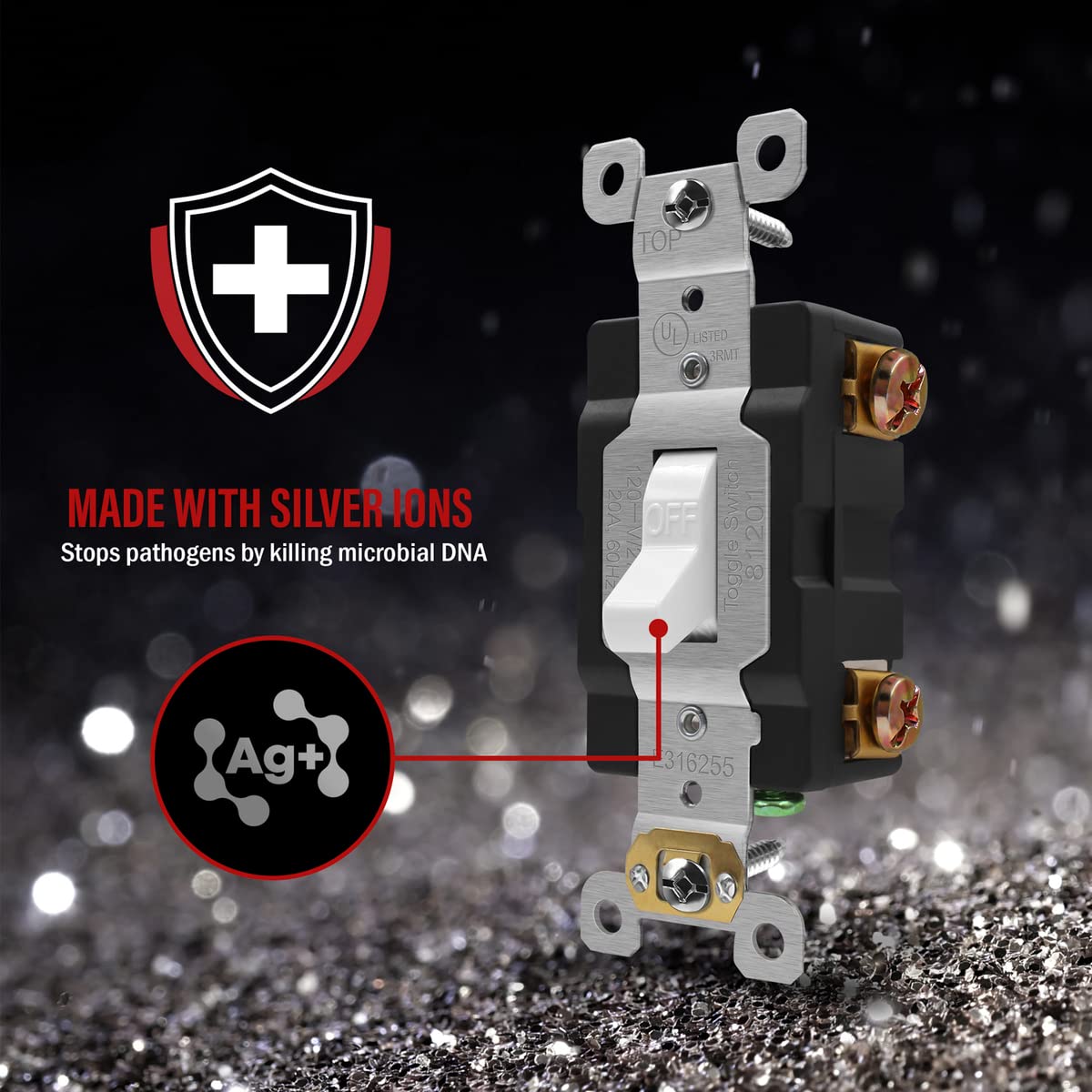EnerLites toggle switch side wiring shows versatile copper wiring compatibility.
