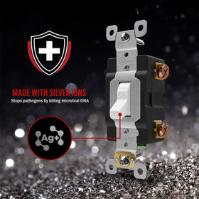 EnerLites toggle switch side wiring shows versatile copper wiring compatibility.