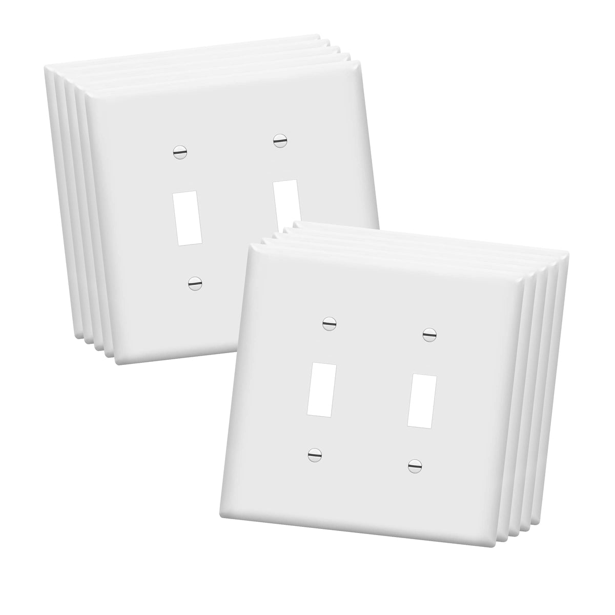 ENERLITES 2-gang wall plate in white with durable polycarbonate construction.