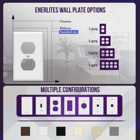 ENERLITES UL-listed wall plate with compliance label visible.