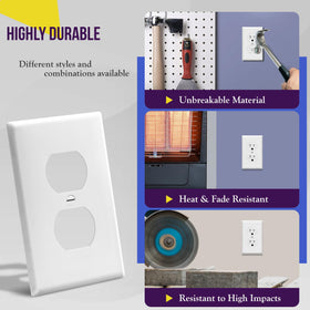 ENERLITES wall plate smooth edge design for easy cleaning.