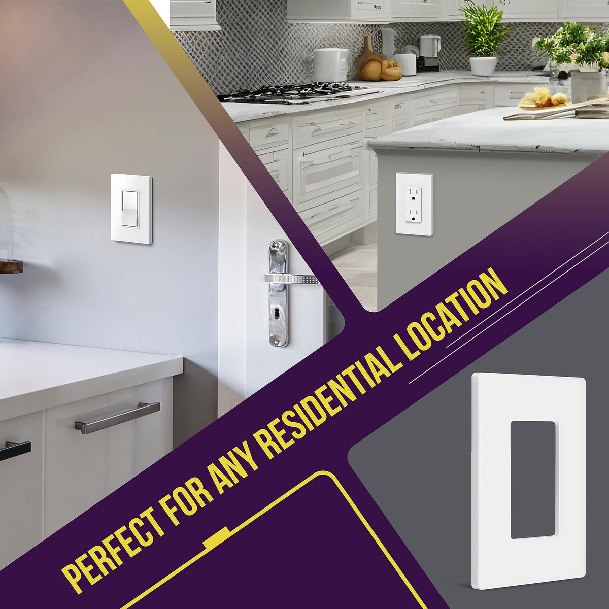 Enerlites wall plate smooth finish prevents recessed lines and makes cleaning easy.