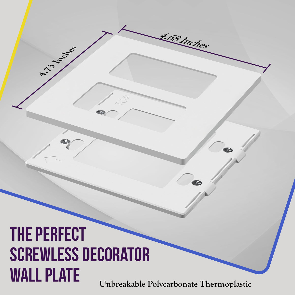 ENERLITES white screwless wall plate close-up showing glossy, easy-clean surface