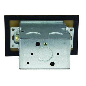 Enerlites installation-ready floor box for wood, tile, carpet, or granite surfaces.