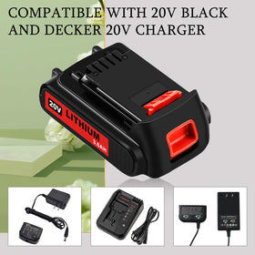 EnerMall battery installation fits Black & Decker 20V tools securely.