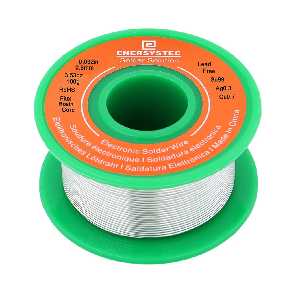 EnerSysTec lead-free solder wire 0.8mm close-up for precise electronics work