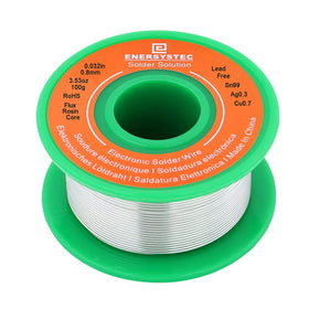 EnerSysTec lead-free solder wire 0.8mm close-up for precise electronics work