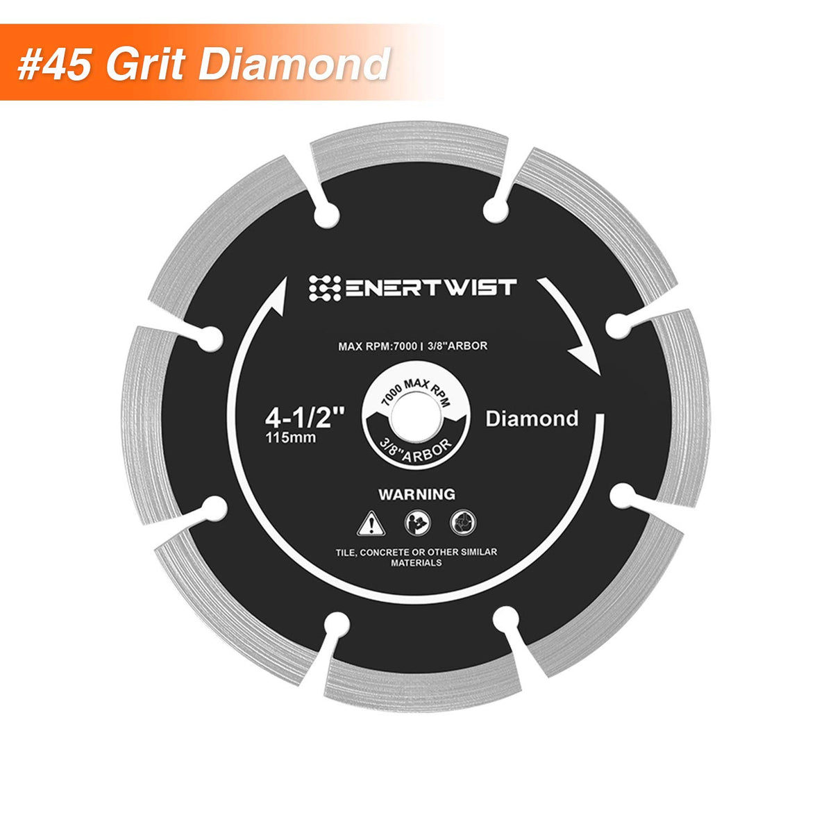 ENERTWIST 45-diamond blade for tile cutting with segmented design.