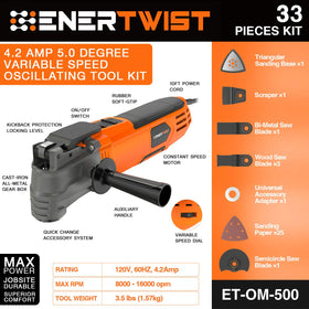 ENERTWIST accessory pack laid out for quick-change versatility