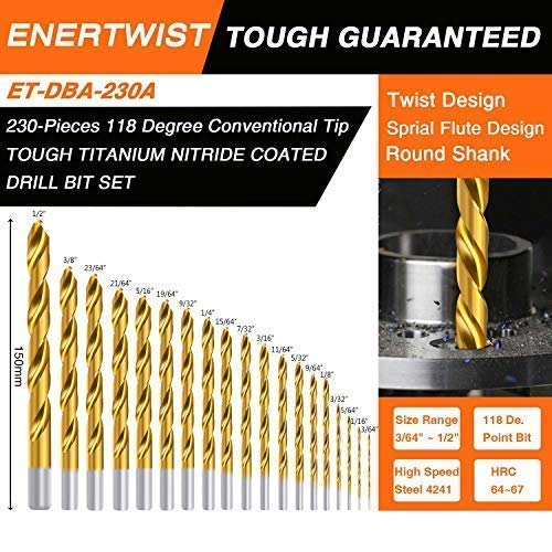 ENERTWIST titanium-coated bits show heat dispersion for extended bit life.