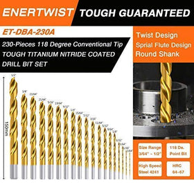 ENERTWIST titanium-coated bits show heat dispersion for extended bit life.