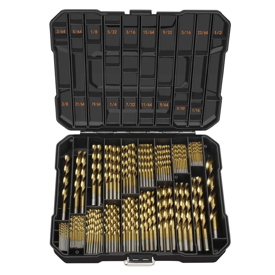 ENERTWIST Titanium Drill Bit Kit 230pc case open for quick access and organization.