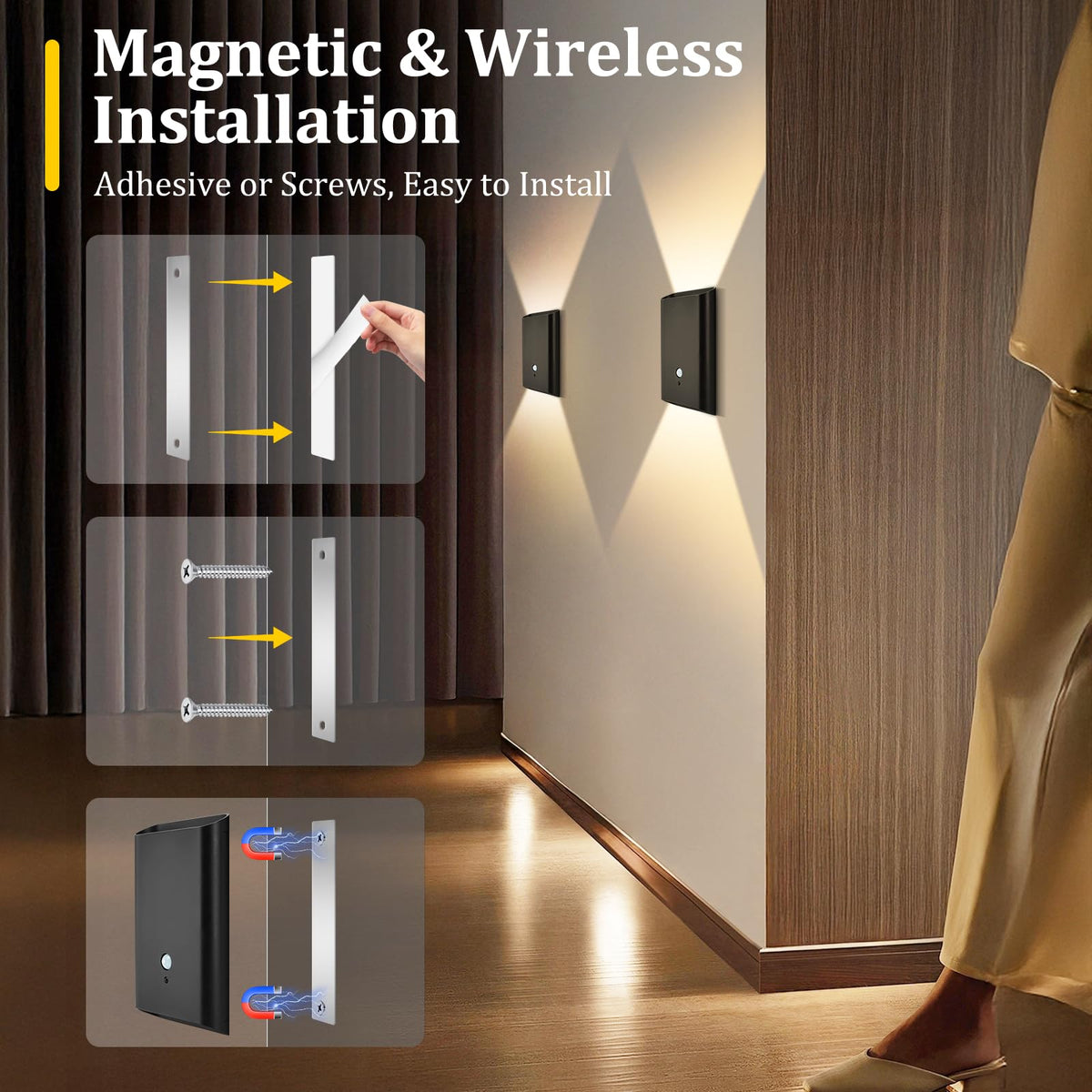 Eneru accessories include remote, adhesives, and screws for flexible mounting.