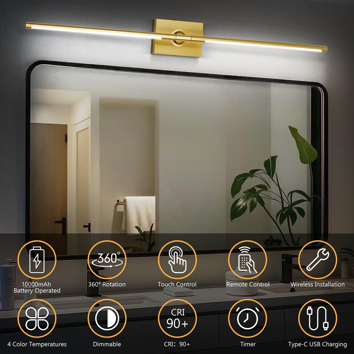 Eneru gold 360-degree rotation directs light precisely