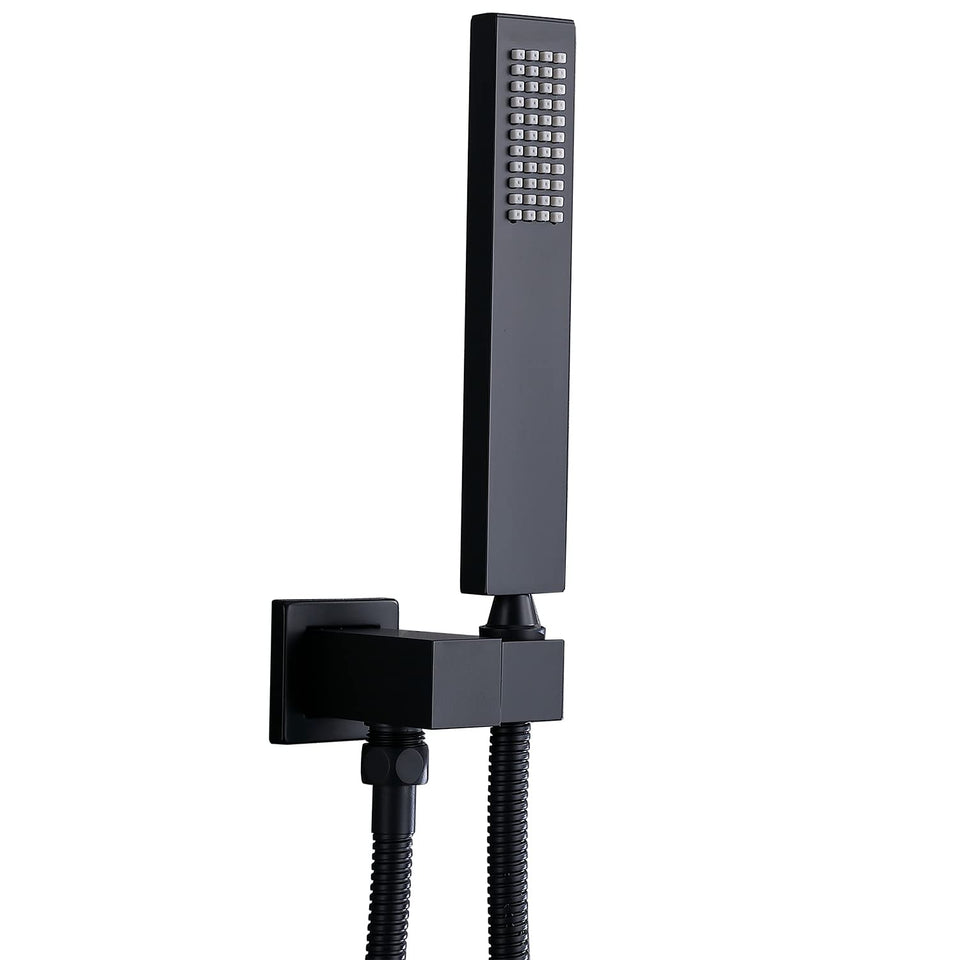 ENGA square matte black brass shower head with durable finish for modern bathrooms