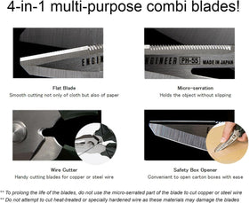 ENGINEER 6.3-inch scissors with micro-serrations for secure grip during tough cuts