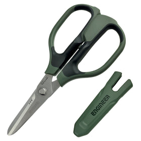 ENGINEER PH-57 closeup of 2-in-1 blades with micro serrations for tough fibers.