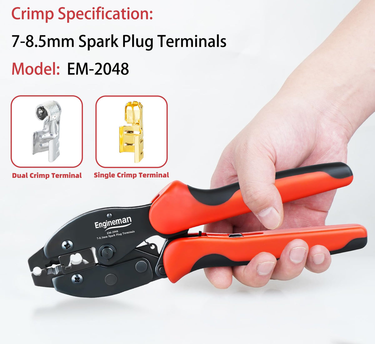 Engineman EM-2048 tool shows durable steel frame for reliable connections.
