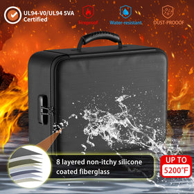 ENGPOW fireproof bag with locking closure showing secure valuables