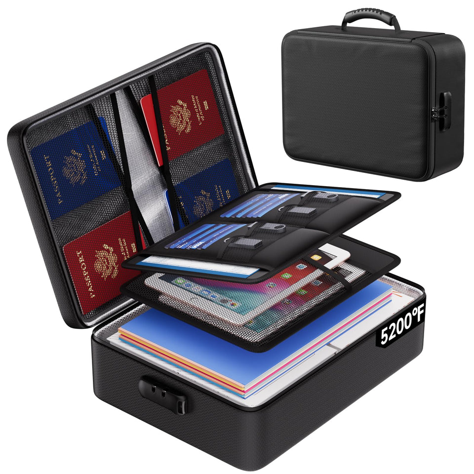 ENGPOW 5200°F fireproof bag soft-shell front view for quick access to documents