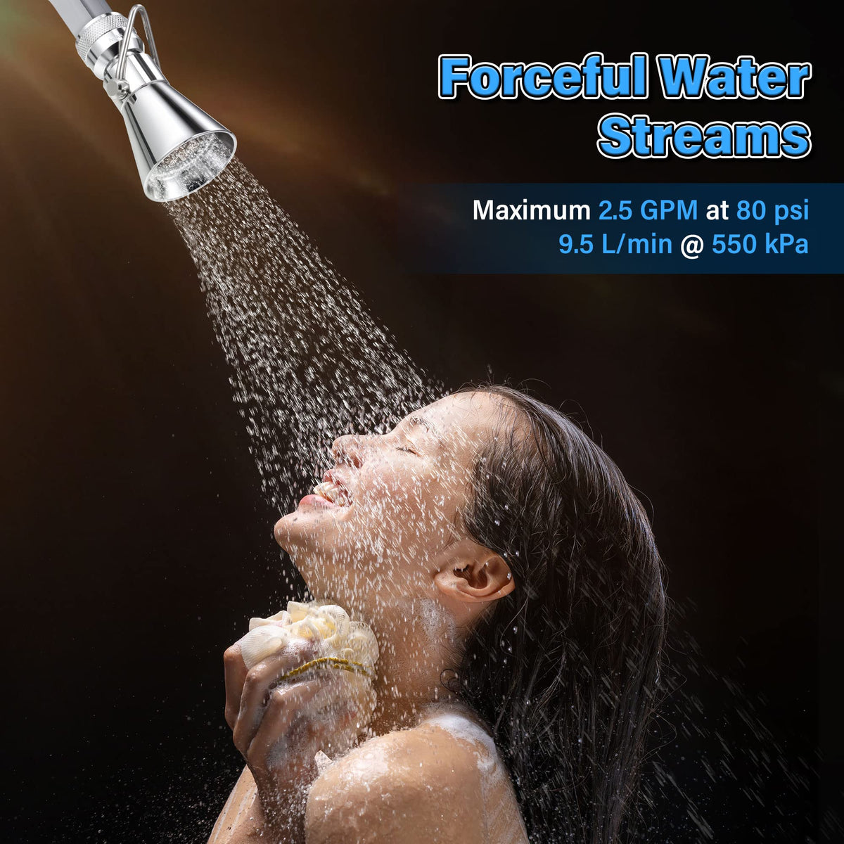 Enhon 2-setting pivoting shower head for versatile spray options.