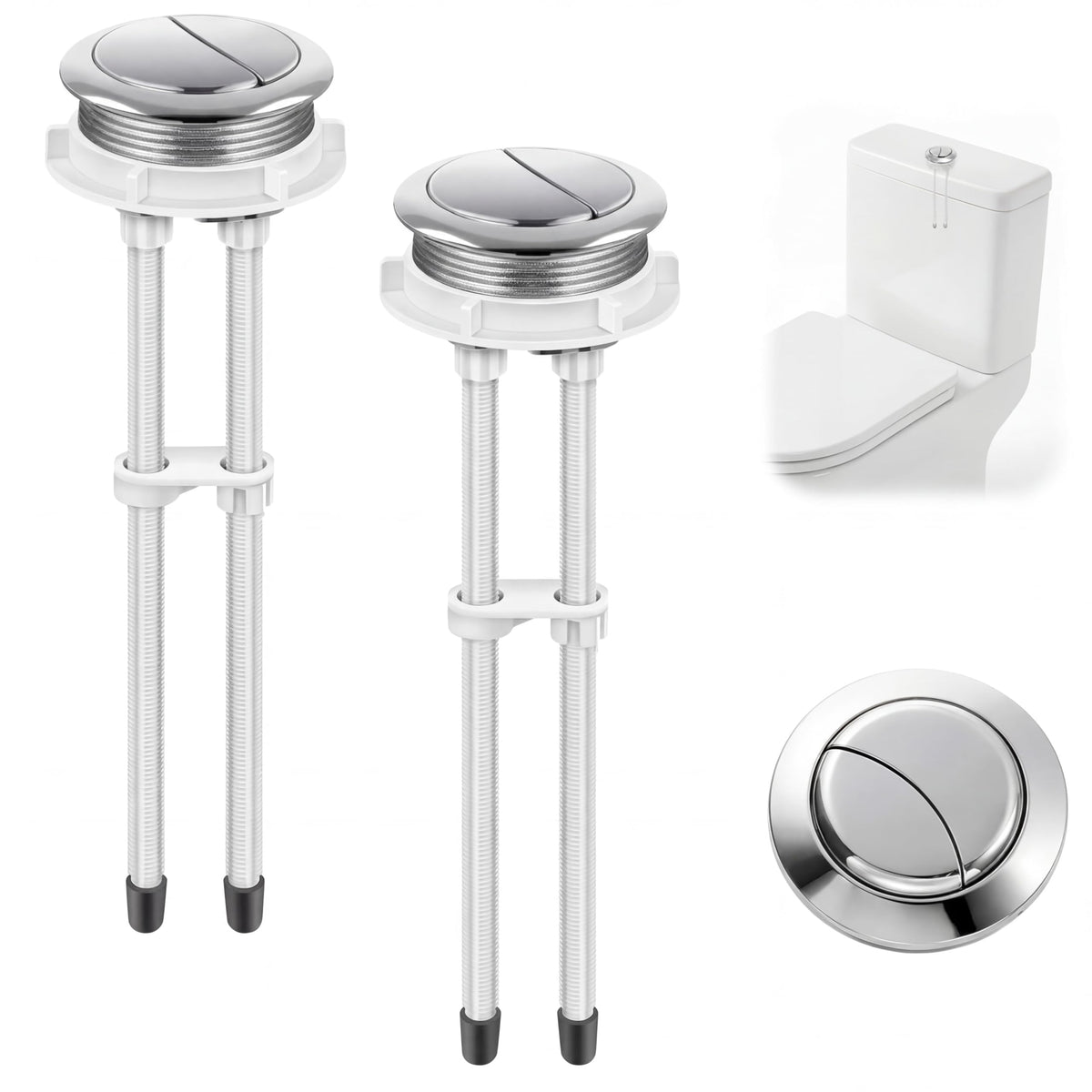 Enhon 2-pack 48mm toilet flush buttons show dual-flush capability for efficiency.