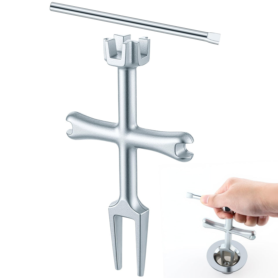 Enhon 4-Sided Drain Wrench offers universal fit for tub and sink drains.