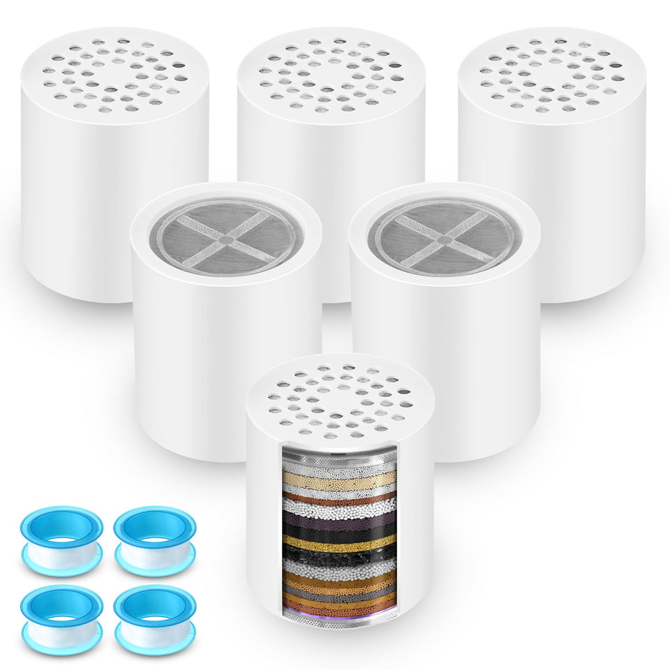 Enhon 6-pack 20-stage cartridges for thorough shower filtration, improving water quality