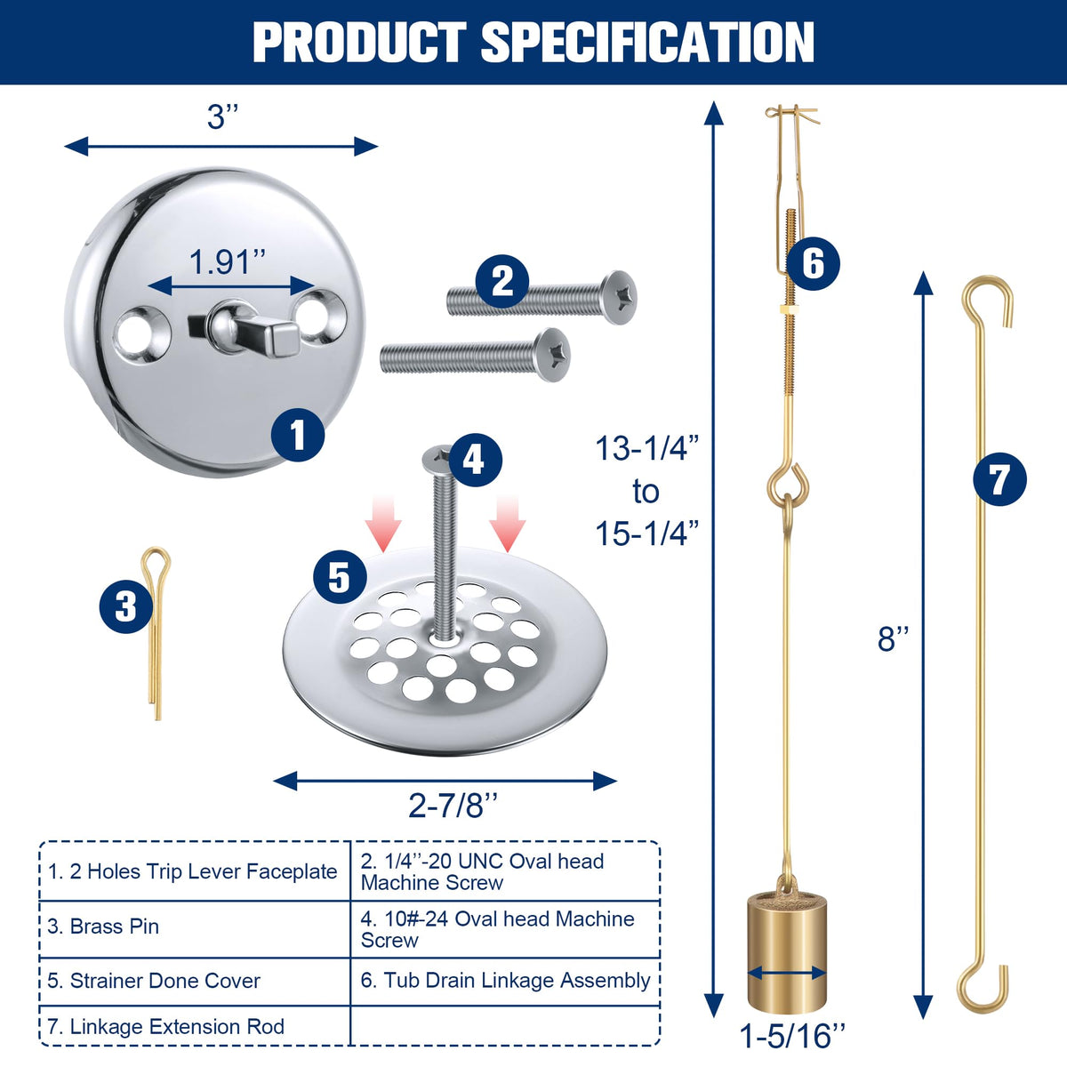 Enhon linkage extension rod extends reach in tubs