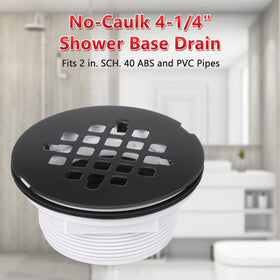 Enhon matte black round grid cover shielding drain from debris.
