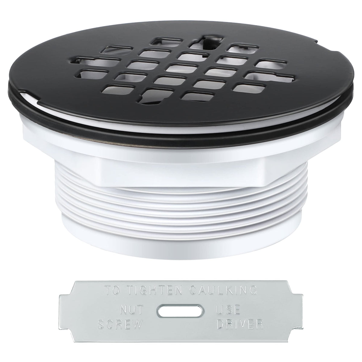 Enhon shower drain assembly with stainless cap for durable installation.