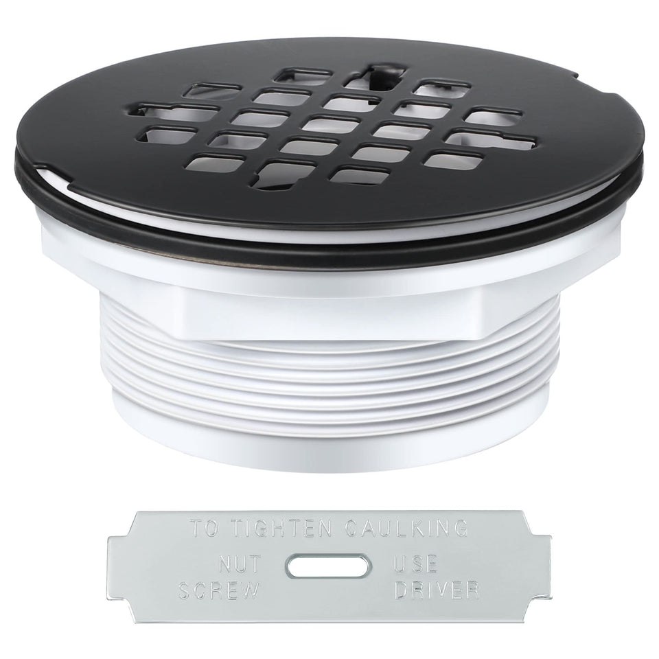 Enhon shower drain assembly with stainless cap for durable installation.