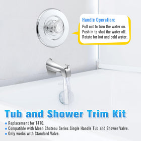 Enhon shower knob replacement in chrome provides smooth temperature control.