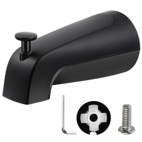 Enhon slip-on tub spout diverter in matte black, easy retrofit for standard 1/2 inch copper plumbing.