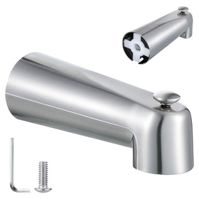 Enhon slip-on tub spout with diverter for easy tub-to-shower switching.
