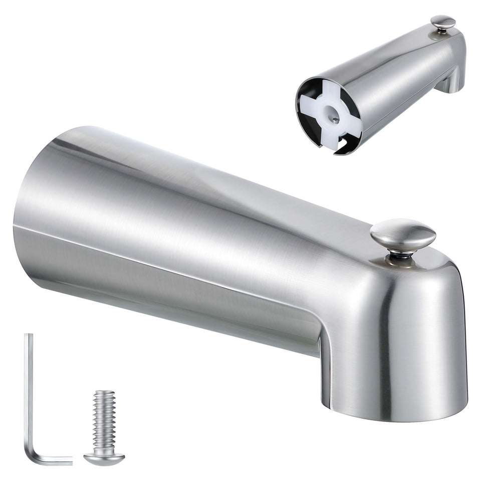 Enhon slip-on tub spout with diverter for easy tub-to-shower switching.