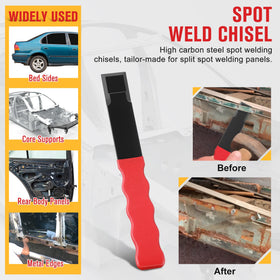 Enhon Spot Weld Chisel reaching tight spaces for precise panel separation