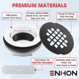 Enhon stainless steel cap boosts durability of the drain.