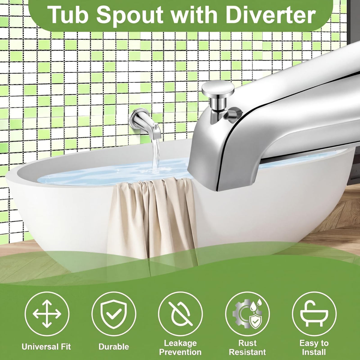 DIY replacement setup with Enhon tub spout and adapters