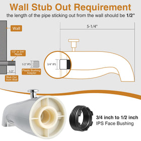 Enhon tub spout installation with adapters and simple tools chrome.