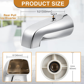 Enhon tub spout IPS compatibility chrome for 1/2 or 3/4 inch connections.