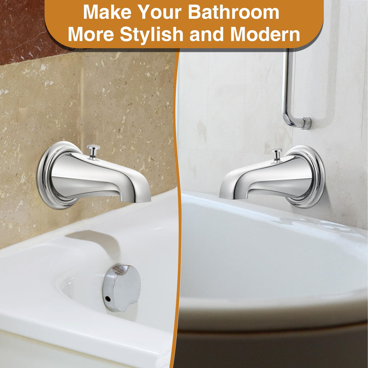Enhon tub spout modern chrome design complements any bathroom.