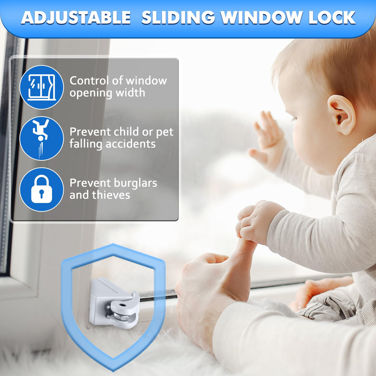 Enhon window locks showing adjustable jaw width for various frames