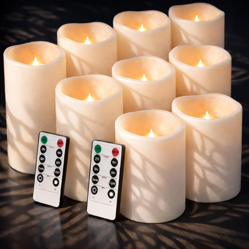 Enido flameless candles in a lantern display for safe ambient lighting