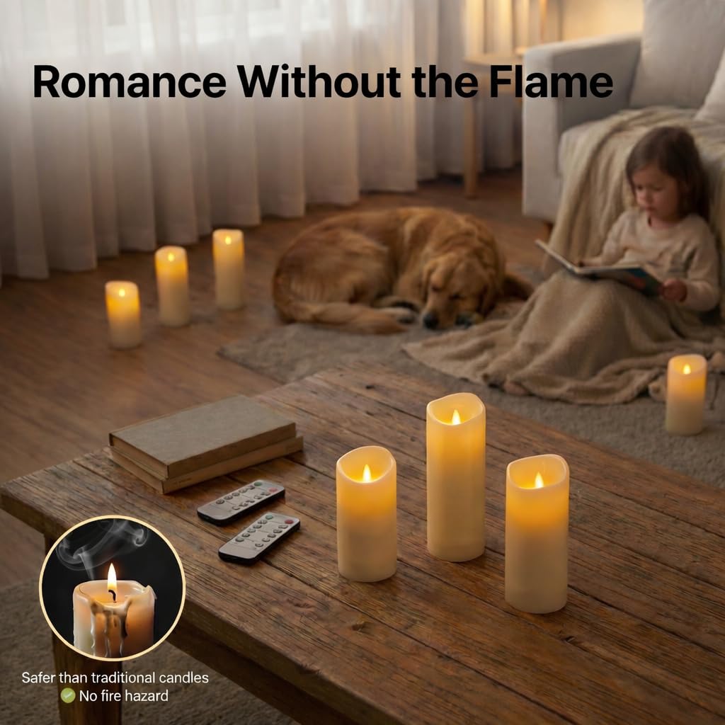 Enido waterproof flameless 5-inch pillar for cozy indoor lighting